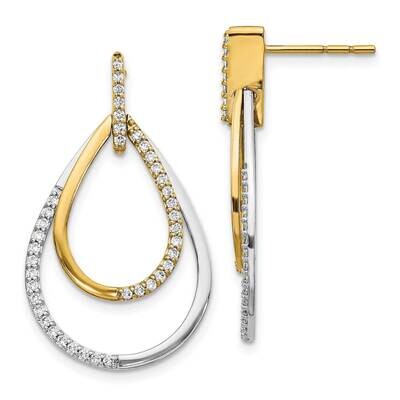 Diamond Teardrop Earrings 14k Two-Tone Gold EM3824-050-YWA, MPN: EM3824-050-YWA, 883957256597