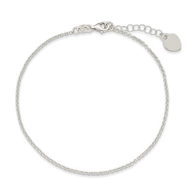 9 Inch Heart &amp; Extension Anklet Sterling Silver Polished QG3140-9, MPN: QG3140-9, 886774988504