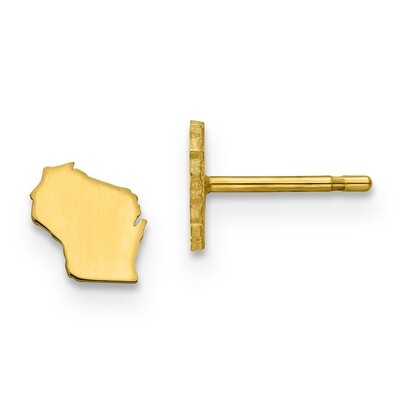 Wisconsin State Small Earrings Gold-plated on Silver Engravable XNE50GP-WI, MPN: XNE50GP-WI, 886774…