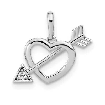 Cut-Out Heart with Arrow CZ Diamond Pendant 14k White Gold YC1519, MPN: YC1519, 196904149508