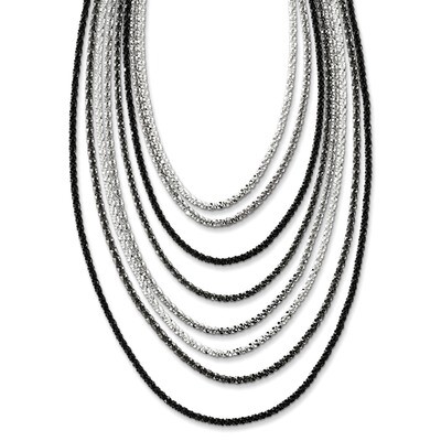 Rhodium-plated 8 Strand with Tassel Necklace with 2 Inch Extender Sterling Silver QH5104-16