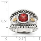 Garnet Ring Sterling Silver &amp; 14k Gold QTC676, MPN: QTC676, 883957466842