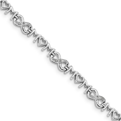 Heart Mom Infinity Diamond Bracelet 7.5 Inch Sterling Silver Rhodium-plated QDX1251, MPN: QDX1251, …