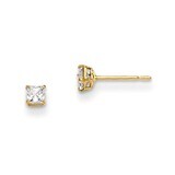 2.5Mm Square CZ Basket Set Stud Earrings 14k Gold GK657, MPN: GK657, 191101367410