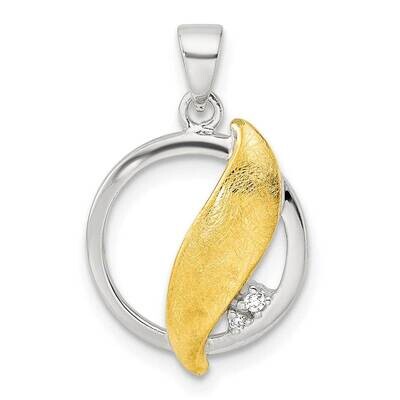 CZ Diamond Heart Dangle Pendant Sterling Silver Gold-Tone QP5521, MPN: QP5521,