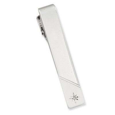 Kelly Waters .01 Ct. Diamond Polished Florentined Tie Bar Rhodium-plated GP3851, MPN: GP3851, 88677…