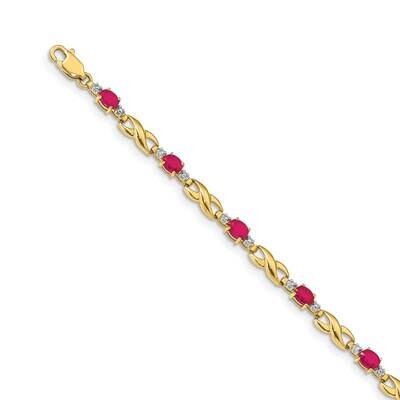 Composite Ruby Oval Bracelet 14k Gold Diamond BM4477-RU-001-YA, MPN: BM4477-RU-001-YA, 883957424934