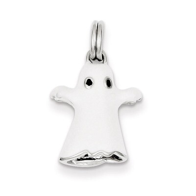 White Enamel Ghost Charm Sterling Silver QC6060, MPN: QC6060, 191101561368