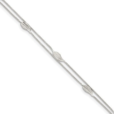 2-Strand Feather with 1 inch Extender Anklet Sterling Silver Polished QG4217-9, MPN: QG4217-9, 1969…