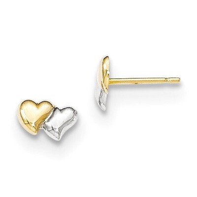 Polished Heart Post Earrings 14k Gold &amp; Rhodium YE1735, MPN: YE1735, 191101454257