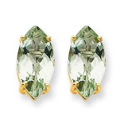 12x6 Marquise Checker-Cut Green Quartz Earring 14k Gold XE106CG, MPN: XE106CG, 883957090511