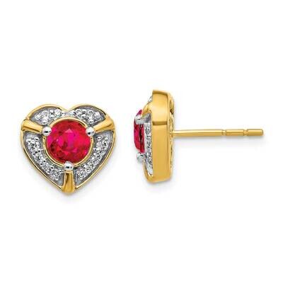 Ruby Fancy Heart Earrings 14k Gold Diamond EM3921-RU-021-YA, MPN: EM3921-RU-021-YA, 191101836503
