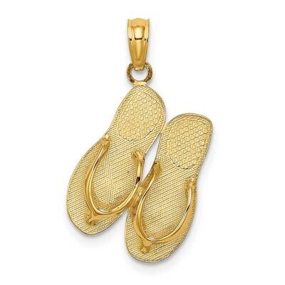 Large Marco Island Double Flip-Flop Charm 14k Gold Polished K7979, MPN: K7979, 637218130085