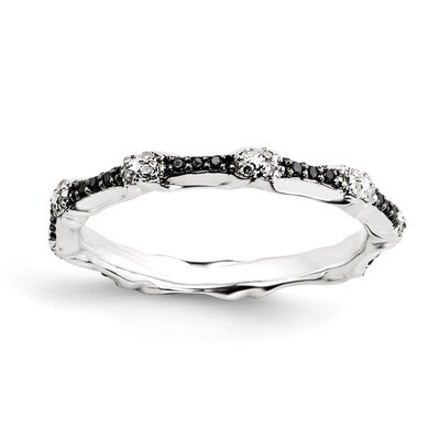 Black &amp; White Diamond Ring - Sterling Silver QSK1059, MPN: QSK1059, 886774203003