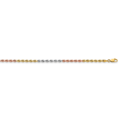 18 Inch 3mm Diamond-cut Rope Chain 14k Tri-Color Gold 023TC-18, MPN: 023TC-18, 883957838052