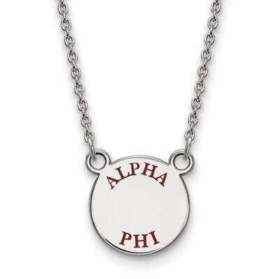 Alpha Phi Extra Small Enameled Pendant with 18 Inch Chain Sterling Silver SS014APH-18, MPN: SS014AP…