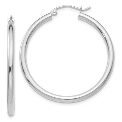 Polished 2.5mm Lightweight Tube Hoop Earrings 10k White Gold 10T837L, MPN: 10T837L, 191101566356