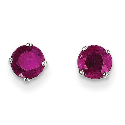 5mm Ruby Stud Earrings 14k White Gold XBE138, MPN: XBE138, 883957217208