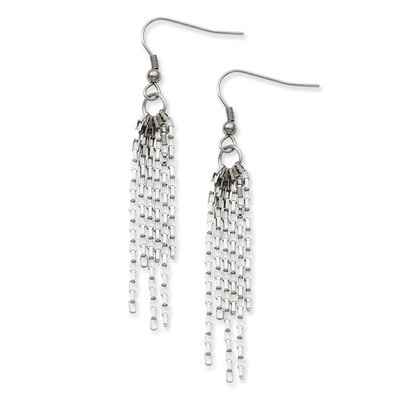 Multistrand Box Chain Dangle Earrings - Stainless Steel SRE520 by Chisel, MPN: SRE520, 191101381980