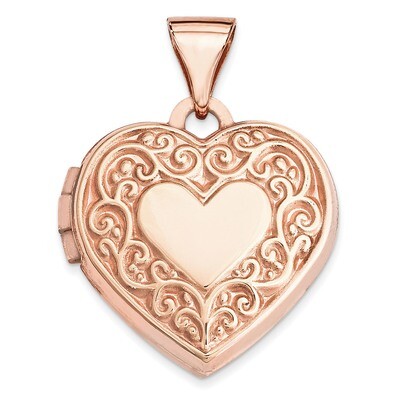 15Mm Scroll Heart Locket 14k Rose Gold XL657, MPN: XL657, 883957144498