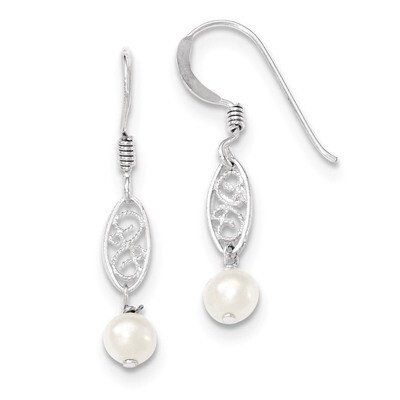 White Cultured Pearl Dangle Earrings Sterling Silver QE2004, MPN: QE2004, 191101187773