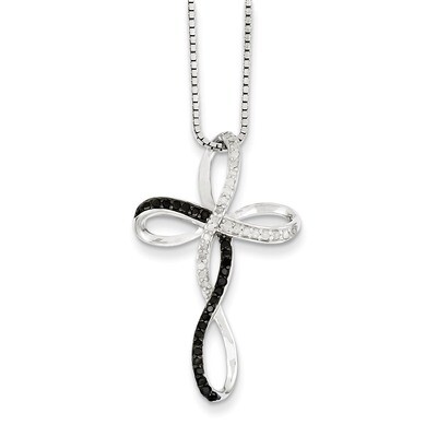 Black &amp; White Diamond Pendant Necklace Sterling Silver QP2173, MPN: QP2173, 886774189536