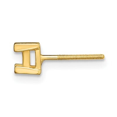 Princess .05ct. V-End Threaded Back Post Earring Mounting 14k Yellow Gold YG368, MPN: YG368,