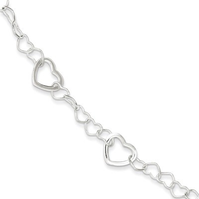 7.5 Inch Fancy Link Heart Bracelet Sterling Silver Polished QG3099-7.5, MPN: QG3099-7.5, 1911012944…