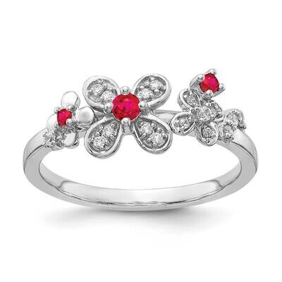 Ruby Flower Ring 14k White Gold Diamond RM3985-RU-010-WA, MPN: RM3985-RU-010-WA, 883957548159