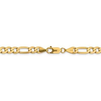28 Inch 6.25mm Flat Figaro Chain 14k Yellow Gold FFL160-28, MPN: FFL160-28, 191101979842
