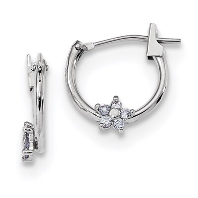 Madi K Polished CZ Diamond Star Hoops Earrings 14k white Gold GK925, MPN: GK925, 883957833491