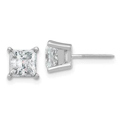 2.50ct. 6.0mm Princess G H I True Light Moissanite Earrings 14k White Gold WG365-12MT, MPN: WG365-1…