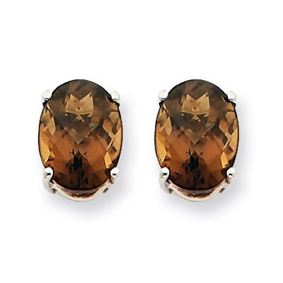 8x6 Oval Smokey Quartz Earrings 14k White Gold XE88WCQ, MPN: XE88WCQ, 883957108377