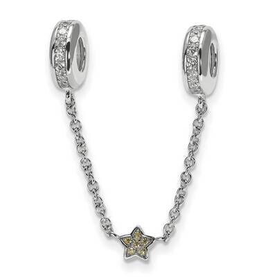 3in Security Chain CZ Diamond accent Beads Sterling Silver QRS3952, MPN: QRS3952, 191101500411
