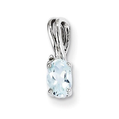 Aquamarine Oval Pendant Sterling Silver Rhodium-plated Diamond QP2985AQ, MPN: QP2985AQ, 883957497297