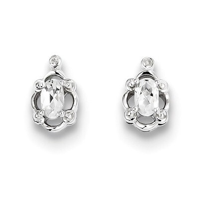 White Topaz &amp; Diamond April Earrings Sterling Silver QBE21APR, MPN: QBE21APR, 883957457635