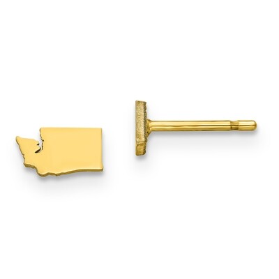 Washington State Small Earrings 14k Yellow Gold Engravable XNE50Y-WA, MPN: XNE50Y-WA, 886774759296