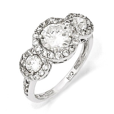 Cheryl M 3-Stone Ring Sterling Silver Cubic Zirconia QCM892, MPN: QCM892, 883957354958