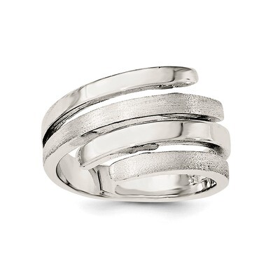 Brushed Ring Sterling Silver Rhodium-plated Polished QR6143, MPN: QR6143, 886774258843