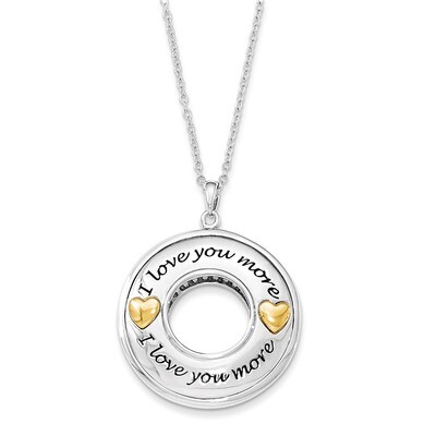Gold Plated Antiqued Diamond I Love You More 18 Inch Necklace Sterling Silver QSX599, MPN: QSX599, …