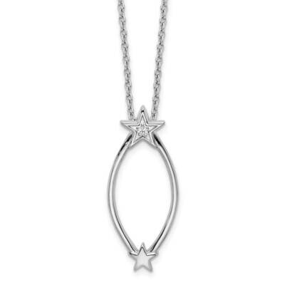 White Ice .015Ct. Diamond Stars Necklace Sterling Silver QW468-18, MPN: QW468-18, 191101479557