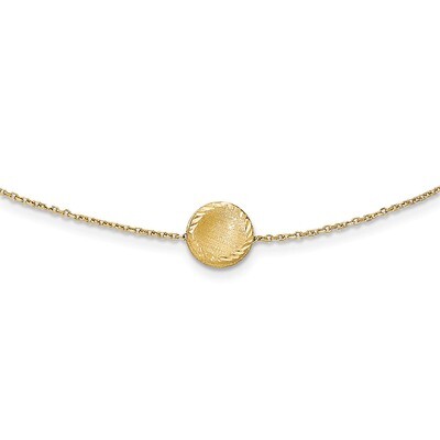 Circle Necklace 14k Gold Brushed Polished &amp; Diamond-cut SF2247-18, MPN: SF2247-18, 191101454899