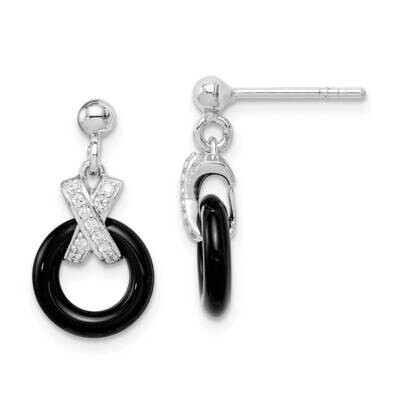 Dangle Earrings Sterling Silver Rhodium Plated CZ Diamond QE14232, MPN: QE14232, 886774093758