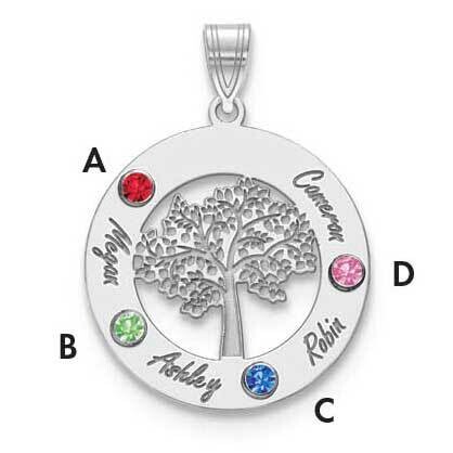 14KY Bezels &amp; 4 Birthstones &amp; Name Cutout Circle Charm 14k White Gold XNA882/4W, MPN: XNA882/4W,