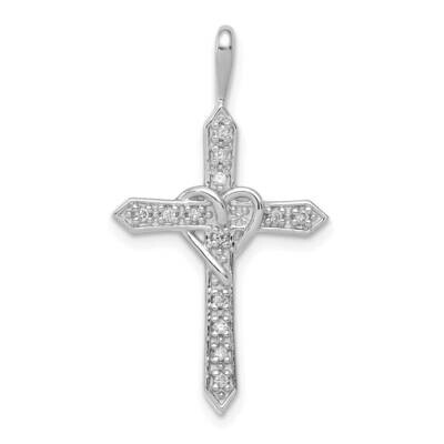 Aa 1/10Ct. Diamond Heart Cross Pendant 14k White Gold PM4987-010-WA, MPN: PM4987-010-WA, 8839579846…