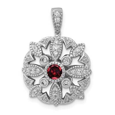 .25 Garnet Fancy Pendant 14k White Gold Diamond PM3942-GA-025-WA, MPN: PM3942-GA-025-WA,
