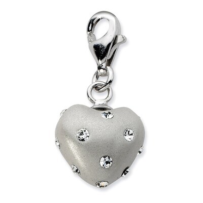 White Ferido &amp; Stellux Crystal Heart Charm Sterling Silver Click-on QCC603 by Amore La Vita, MPN: Q…