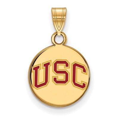 University of Southern California Small Enamel Disc Pendant Gold-plated Sterling Silver GP047USC, M…