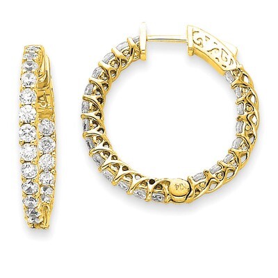 Diamond Round Hoop with Safety Clasp Earrings 14k Gold XE2009AA, MPN: XE2009AA, 191101381218