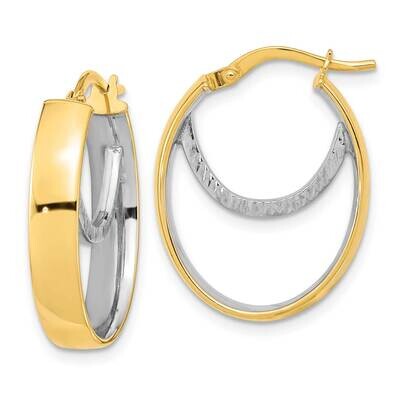 Diamond-Cut Fancy Oval Hoop Earrings 14k Two-Tone Gold Polished TF2150, MPN: TF2150, 883957992488